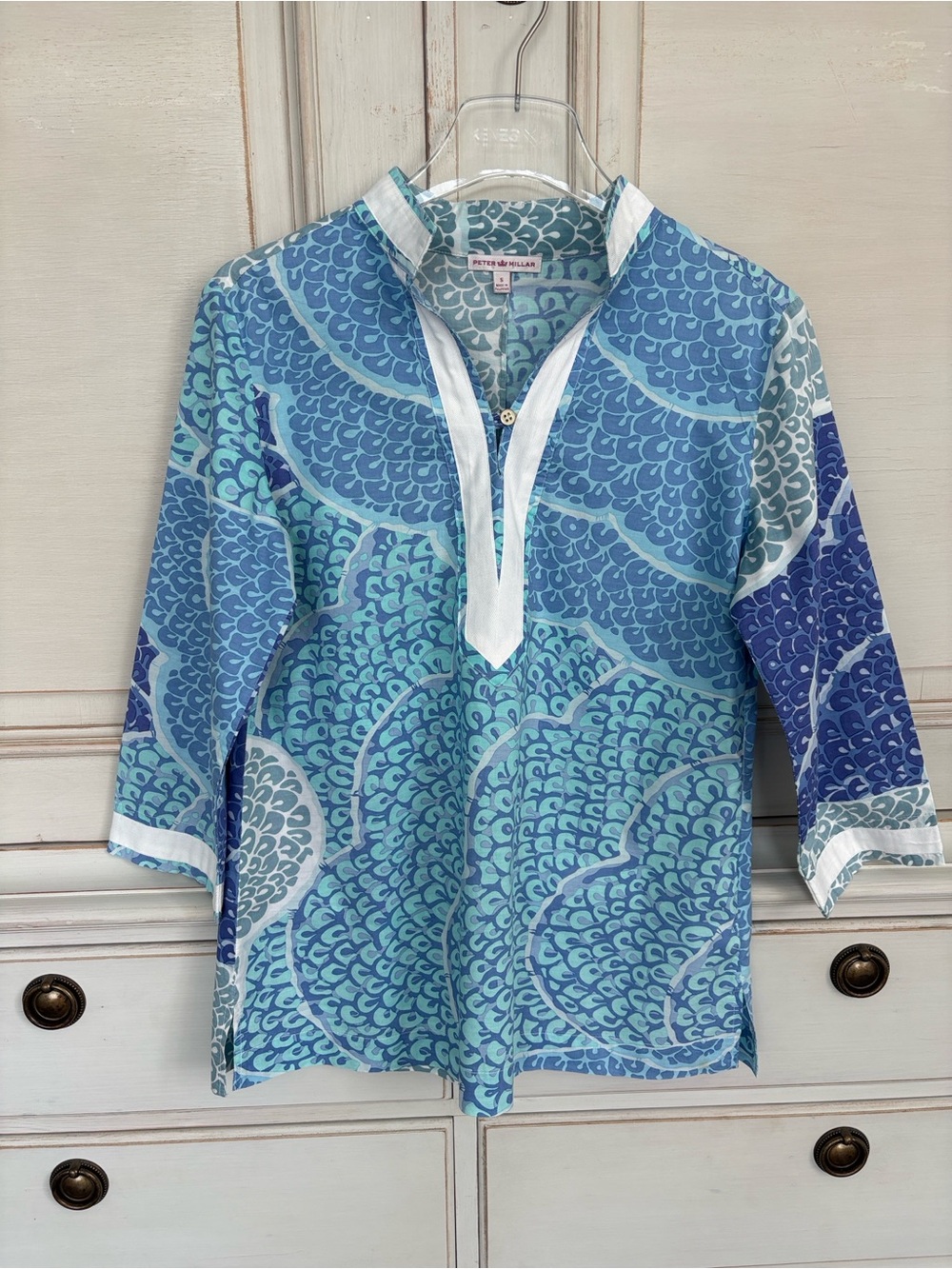 Blue & Aqua Wave-Print Popover Top by Peter Millar